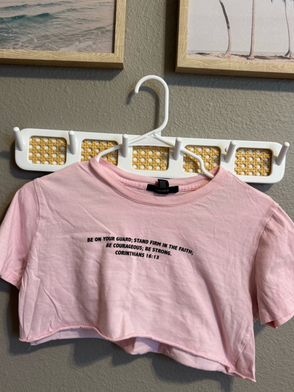 Forever 21 Light Pink Graphic Tee with Black Script